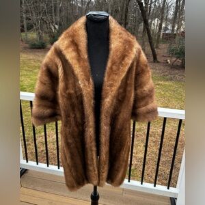 🔥Luxurious  🔥BULLOCK’S VINTAGE Mink Brown Fur Shawl One Size Fits All